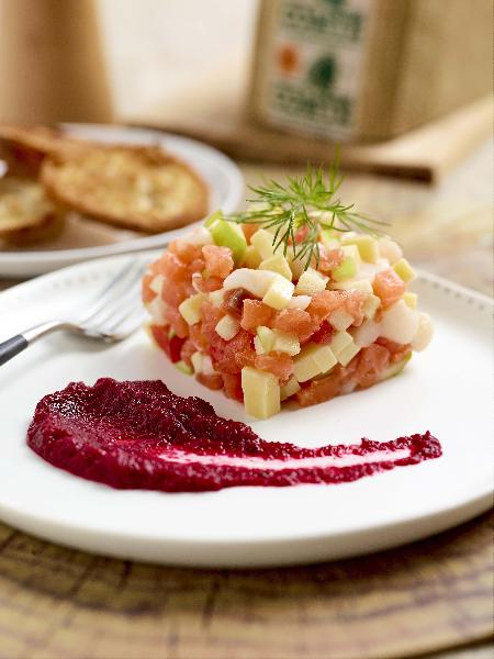 Tartare de truite fumée, Saint-Jacques et Comté - Comté